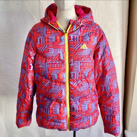 adidas Jackets & Blazers - Adidas L Rare Retro 90s Print Down Puffer Jacket